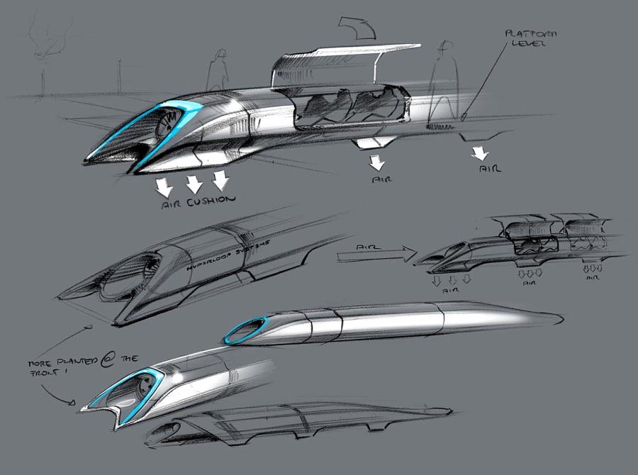 Musk’s Hyperloop design as detailed in his Alpha Paper.