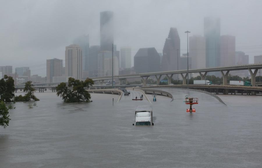 Hurricane Harvey flooded multiple Houston-area construction sites this weekend.