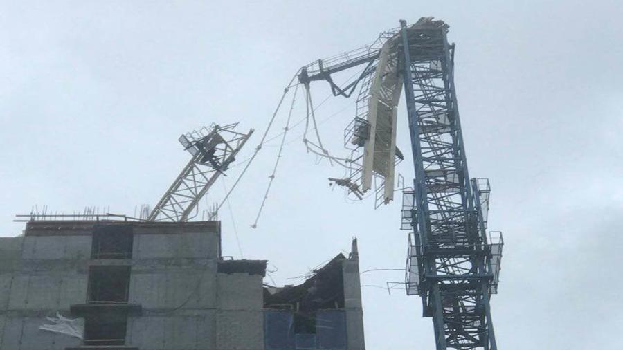 Despite the wind, all of the cranes' arms stayed attached to their towers, rather than falling into the streets below.