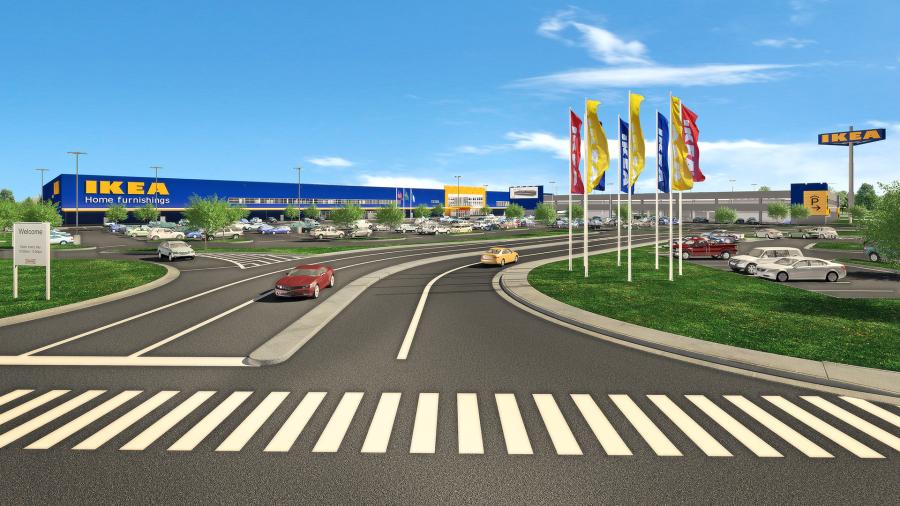 The future Ikea Norfolk will feature nearly 10,000 exclusively designed items, 50 inspirational room-settings, three model home interiors, a supervised children's play area, and a 450-seat restaurant serving Swedish specialties such as meatballs with lingonberries and salmon plates, as well as American dishes.