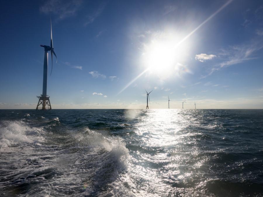 University of Delaware researchers and industry partners have developed a new method for constructing offshore wind farms. Pictured here is the first U.S. offshore wind farm located about 3.8 mi. from Block Island, R.I.