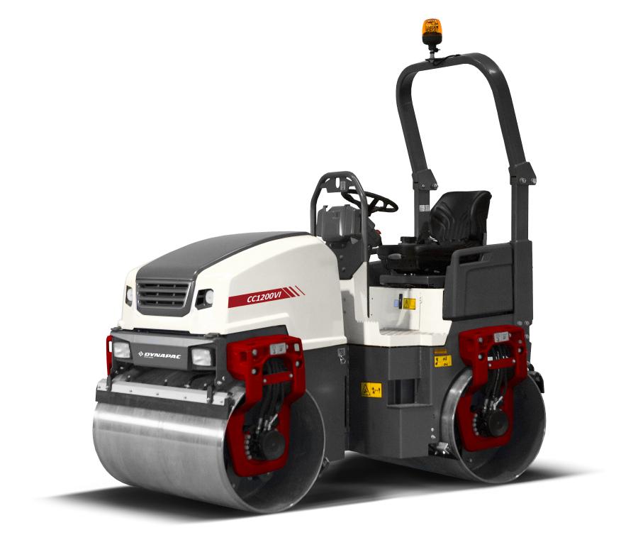 The Dynapac CC1100/CC1200 VI roller has a unique design with its cross-mounted engine in combination with excellent visibility and massive casted forks with built-in flexible lifting/towing/tie down possibilities, according to the manufacturer.