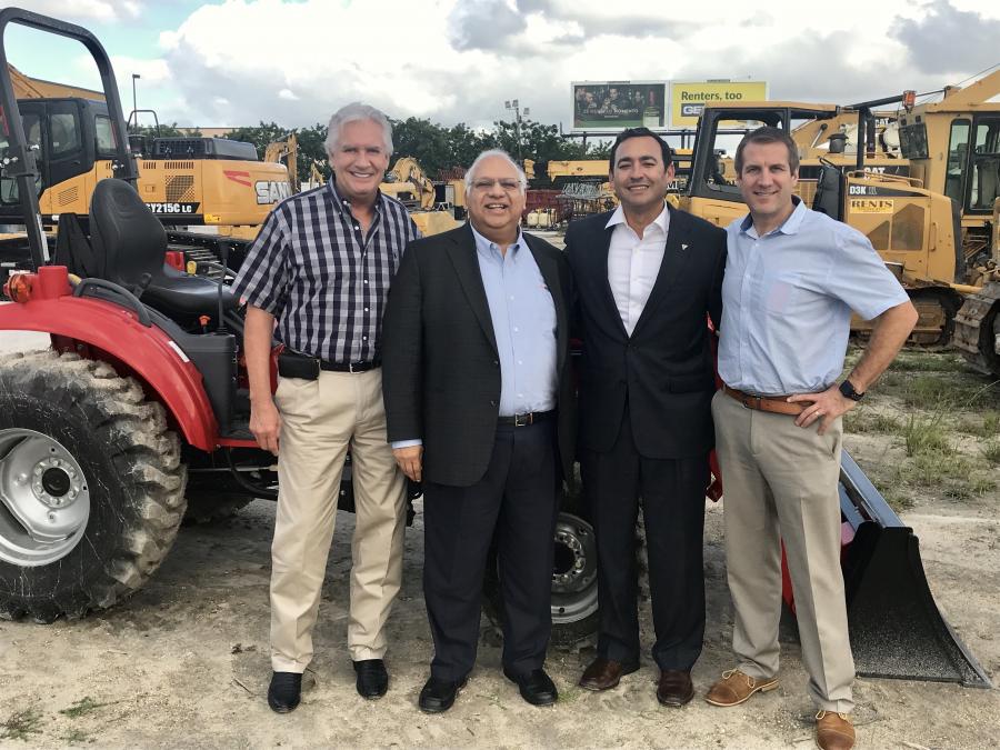 (L-R) are Gary Seybold, vice president of OME dealers and special accounts, and Ravi Saligram, CEO, both of Ritchie Bros.; Michael Vazquez, vice president of Meco Miami; and Jake Lawson, group senior vice president of USA East, Ritchie Bros.