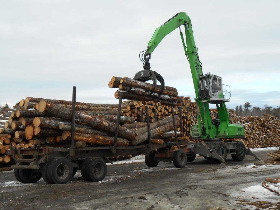 Harry Freeman and Son Limited added a second Sennebogen trailer pulling log loader equipped with a Rotobec F1250 HD rotator grapple capable of handling more than 1.5 yds (1.15 m) of 16 ft. logs.