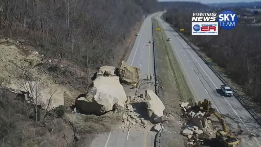 Falling boulders closed part of Ohio's Route 7.