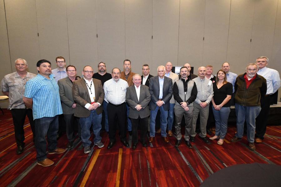 The American Concrete Pumping Association (ACPA) announced the election of its new executive board. (L-R, back row): Doug Marquis, Peter Mendel, Nathan Germany, Carl Walker, Roy Thompson, Wayne Bylsma, Todd Morgan, Bob Hamilton, Eric Duiker, Tom O’Malley 
(L-R, front row): Chris Pernicano, Doug Doggett, Nick Avella, Gabriel Ojeda, Dennis Andrews, Bruce Young, Tony Inglese, Gary Brown, Beth Langhauser and Richard O’Brien.