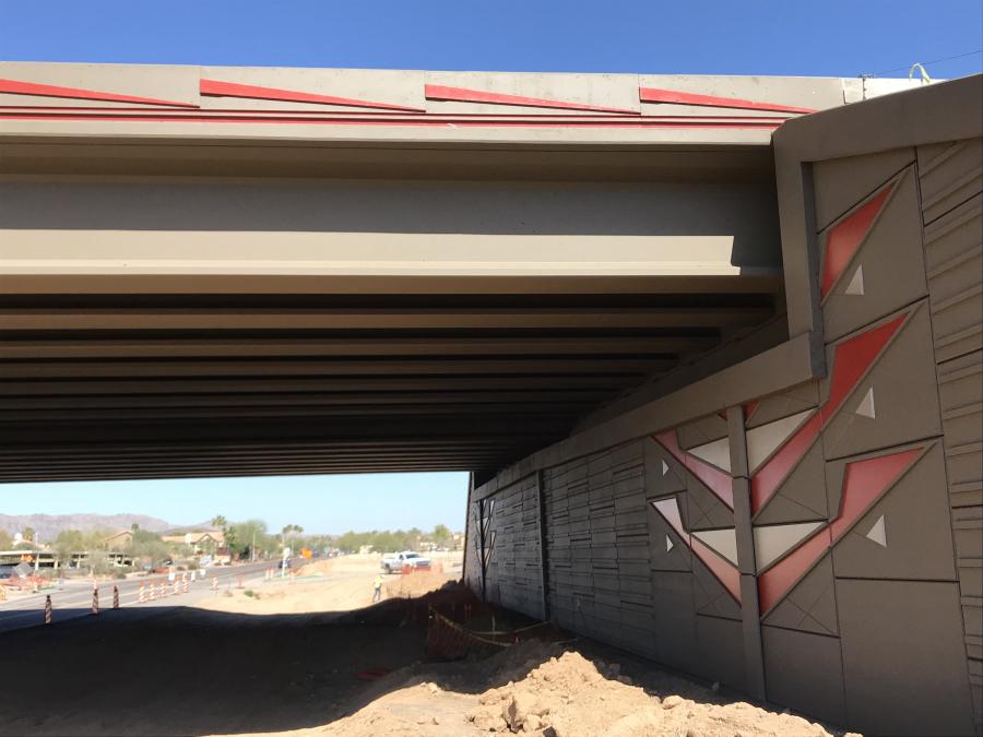 ADOT partnered with the Frank Lloyd Wright Foundation to design aesthetics for bridges, sound walls and other freeway elements that honor Wright’s early works in Arizona.
(ADOT photo)