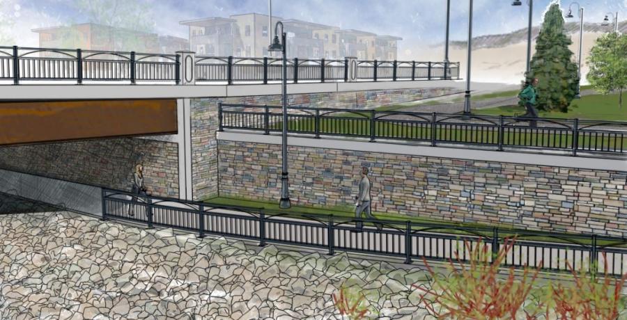 The area’s aesthetic will significantly change with the construction of a 106-ft. arched and lit undercrossing beneath Russell Street near Dakota Street.