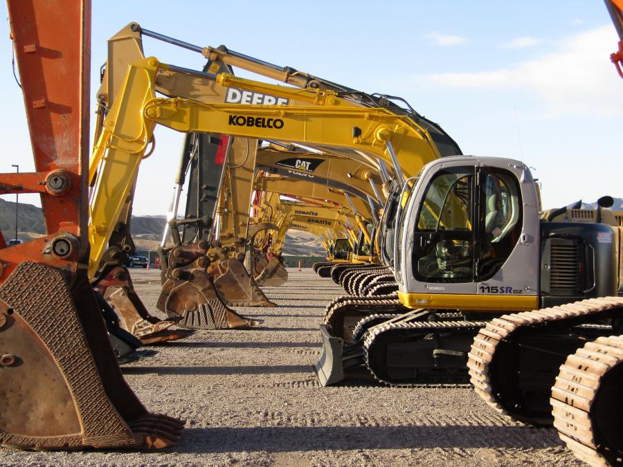 A variety of excavators await new homes.