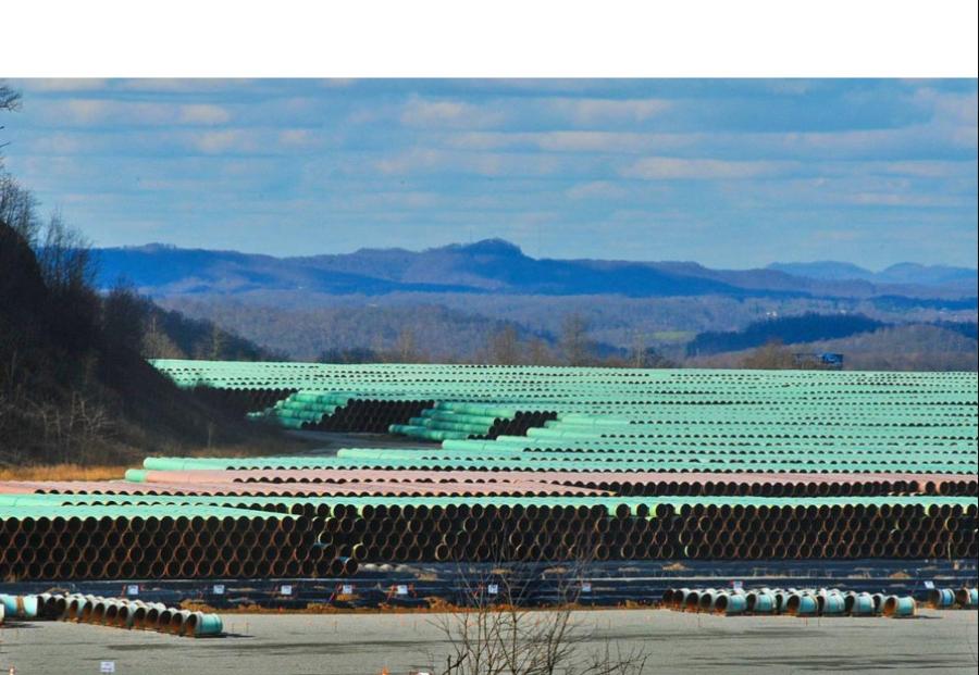 This stockpile of pipes has been sitting for months because of halted construction on the Mountain Valley Pipeline.
(T.P. Dalporto/Richmond Times-Dispatch photo)