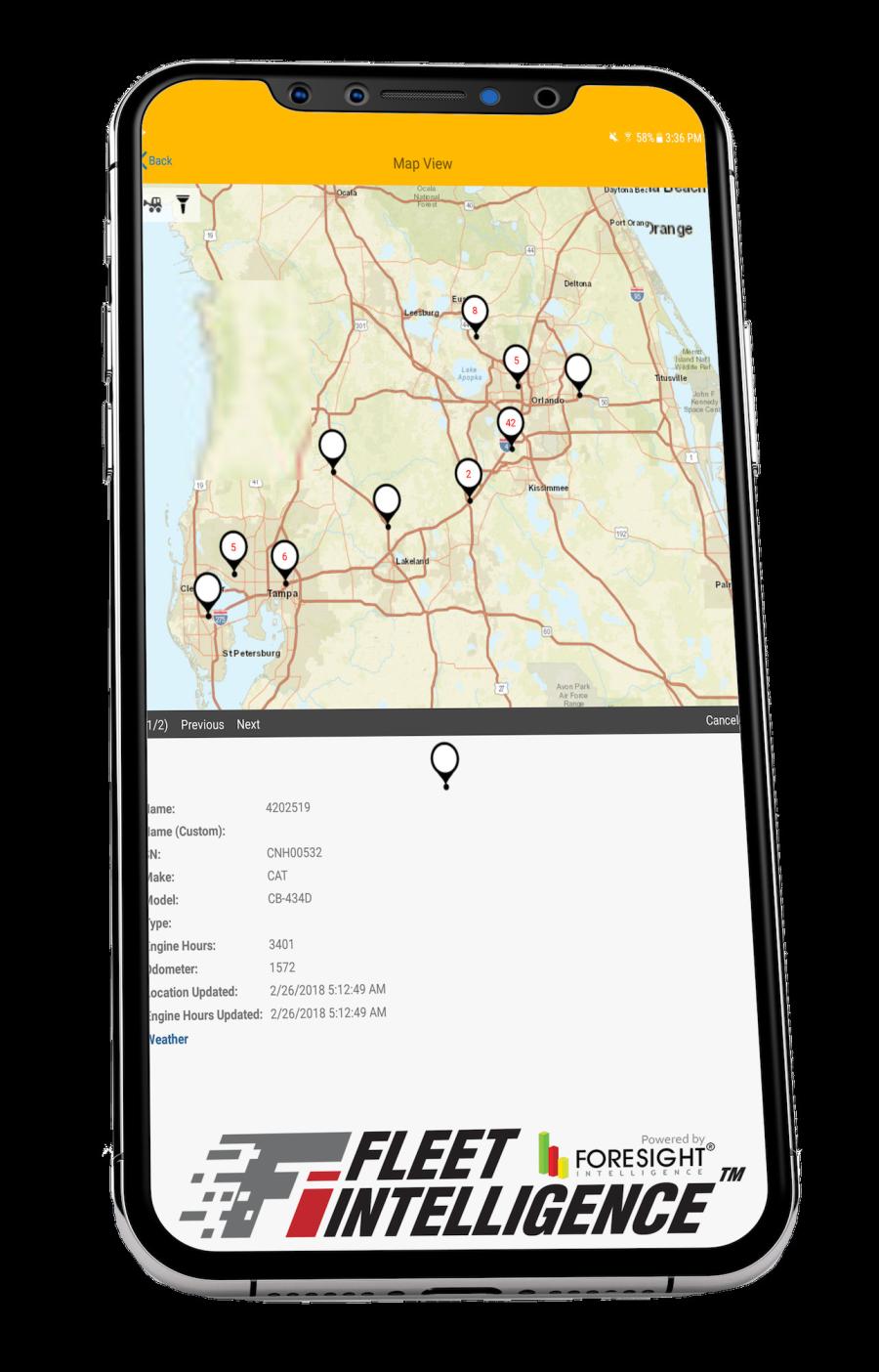 The map layers include the combined view, DTC (Diagnostic Trouble Code) Alert view, inspection view and more.