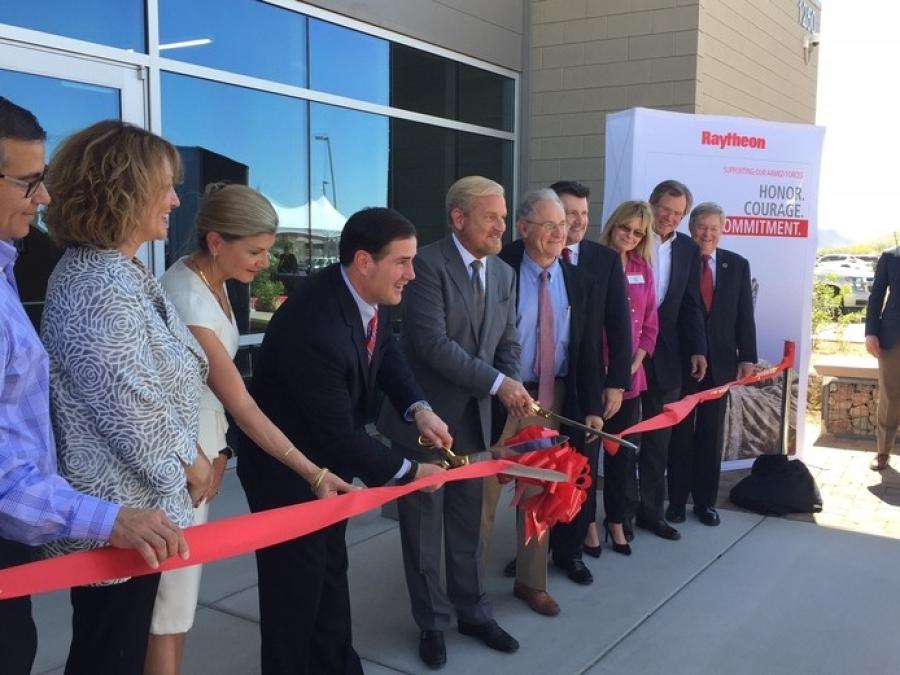 Arizona Gov. Doug Ducey and Dr. Taylor W. Lawrence, president of Raytheon's Missile Systems business, cut the ribbon at the new facility.
(Raytheon photo)