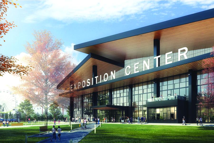 A milestone has been reached in the construction of the new Exposition Center at the New York State Fairgrounds as the final piece of structural steel to be installed was placed in the roof of the building.
