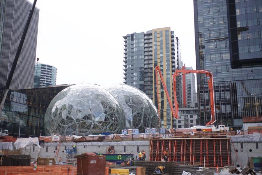 Brundage-Bone poured the mat for Amazon’s Spheres. The Spheres serve as a relaxing getaway for Amazon’s 55,000 Seattle employees.