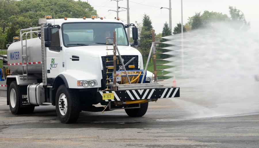 RIDOT purchased a fleet of six of these tanker trucks, which are outfitted with a series of high pressure water nozzles that allow the operator to clean the sides and deck of a bridge in a moving operation, generally at 5-10 mph.