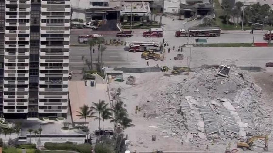 There is no indication yet as to what may have caused the collapse of the empty, 55-year-old Marlborough House condominiums. (Photo Credit: NBC 6)