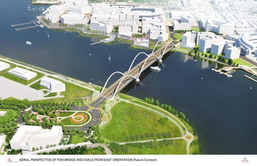 The bridge is a major transportation link for the city that carries more than 77,000 vehicles per day across the Anacostia River. It also connects the communities on both sides of the river.
(South Capitol Bridgebuilders photo)