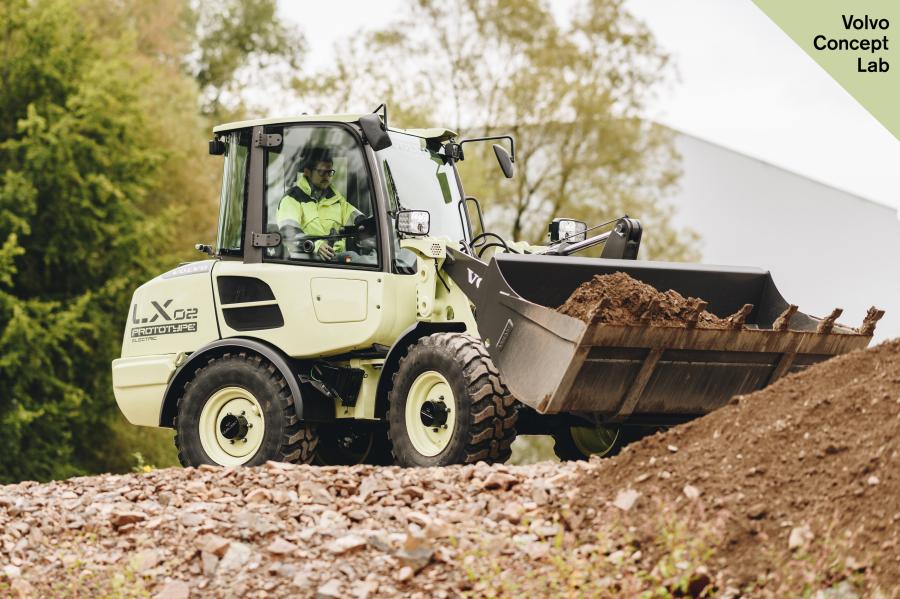 Volvo CE demonstrated the prototype LX2 electric compact wheel loader at the Volvo Group Innovation Summit in Berlin.