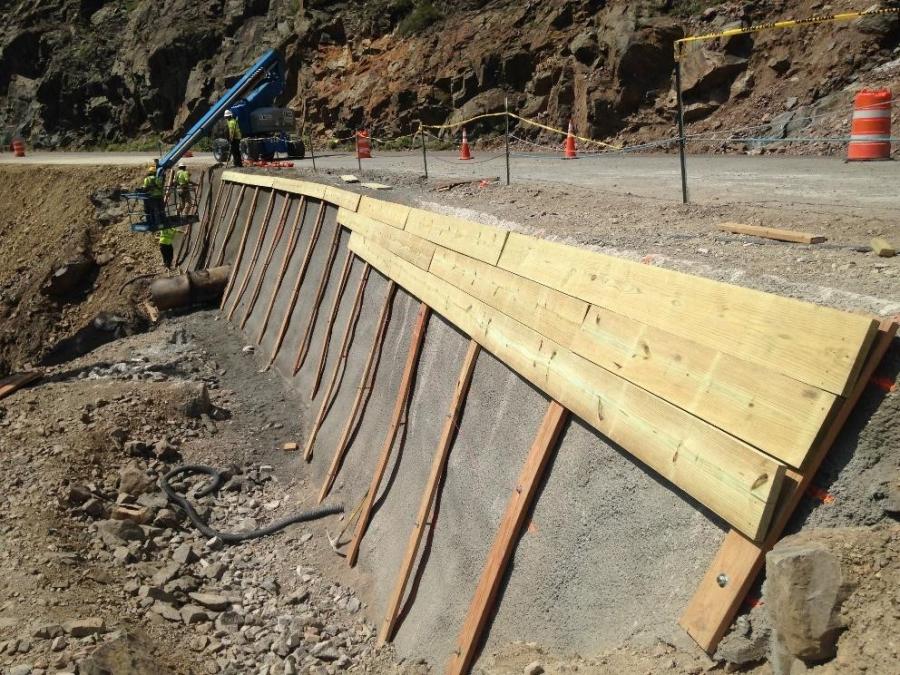 Crews have been working on this U.S. 550 crib wall since mid-July, after it was damaged by a severe storm event and flooding of mud, rock and debris.