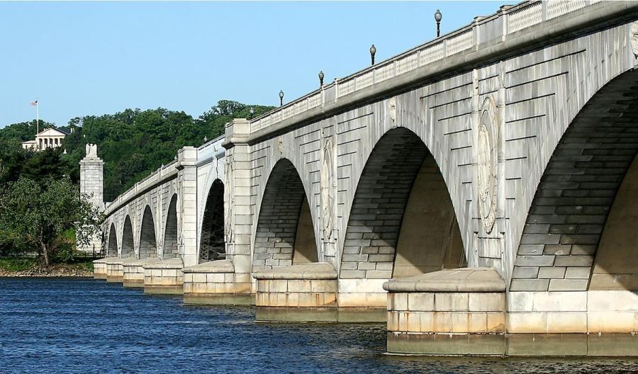 The bridge was dedicated in 1932 and connects the Lincoln Memorial to Arlington National Cemetery. It was designed as a symbolic connection between the North and South. (Photo Credit: Wikipedia)