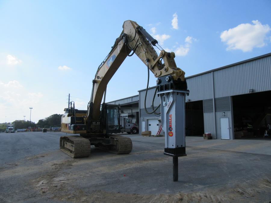 Louisville Paving and Construction’s new GXS165 hydraulic hammer is installed on a Caterpillar 336E L excavator and ready to tackle the area’s tough limestone.