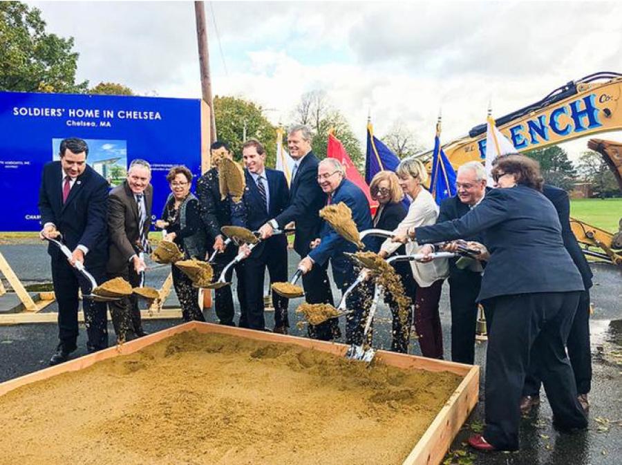 Veterans of the United States Armed Forces and officials were on hand for the groundbreaking of the new long-term care facility at the Chelsea Soldiers’ Home.