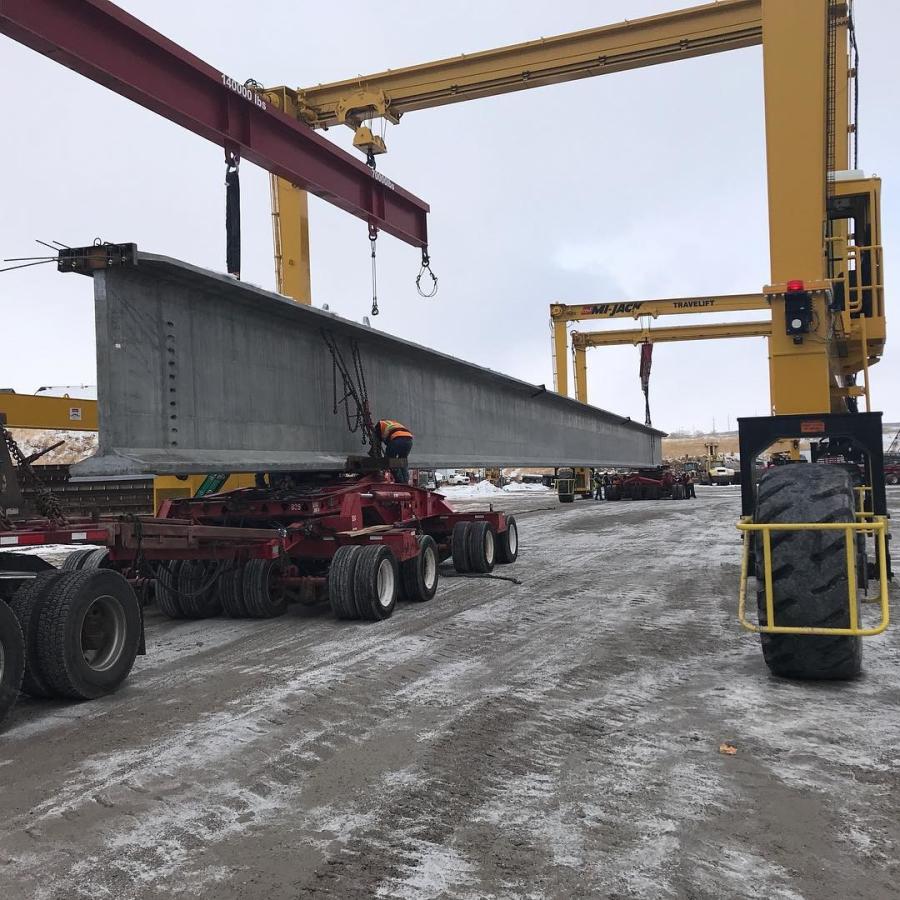 Crews are loading up the longest precast concrete beams in the state.