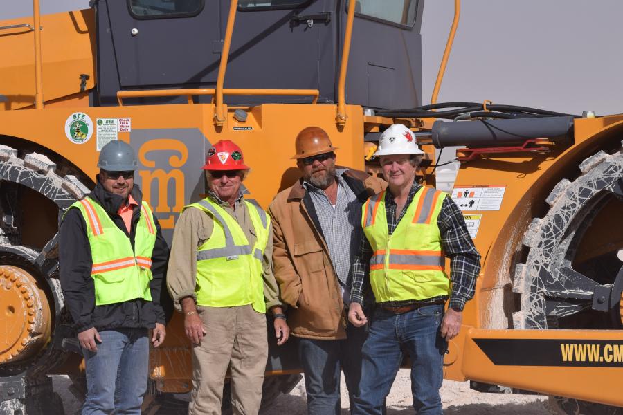 (L-R): Mike Kuehn of Bee Equipment; Brad Larson, president of Sweatt Construction; Jimmy Carrell,  Sweatt Construction superintendent; and Doug Fortner, Sweatt estimator.
(Jose H Madrid Jr. photo)