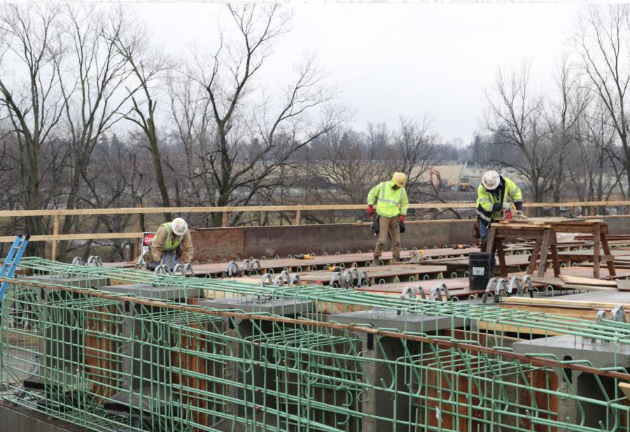 Work continues on the third and final phase of the Blanchard River bridge structure.
(ODOT photo)