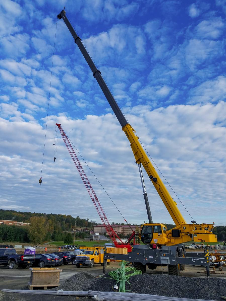 Yonkers is using its GRT crane to lift steel beams, precast drainage pipes and other materials.