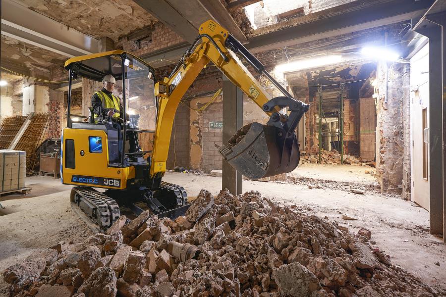The JCB 19C-1E electric mini excavator, the first of the company’s new E-TEC range, is now available at JCB dealers across the United States and Canada.