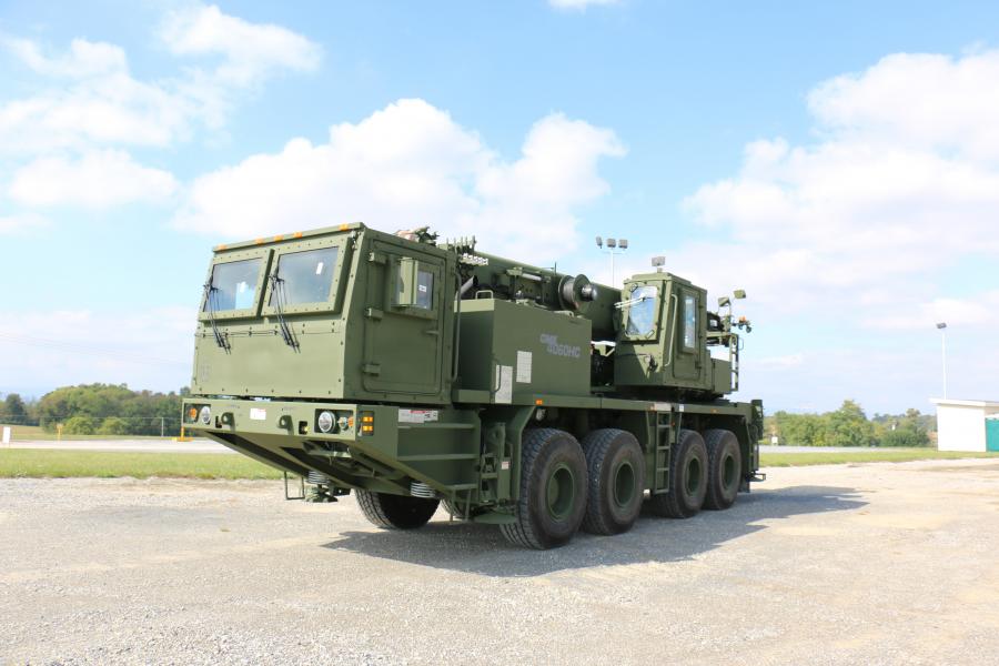 The 60 ton, four-axle capacity cranes were designed to meet the U.S. Army’s needs, including the ability to ford water up to 48 in. and to operate in harsh conditions. The cranes also will be painted with chemical agent resistant coatings (CARC) to follow stringent nuclear and chemical attacks, meaning the paint won’t deteriorate under the same conditions as typical paint.