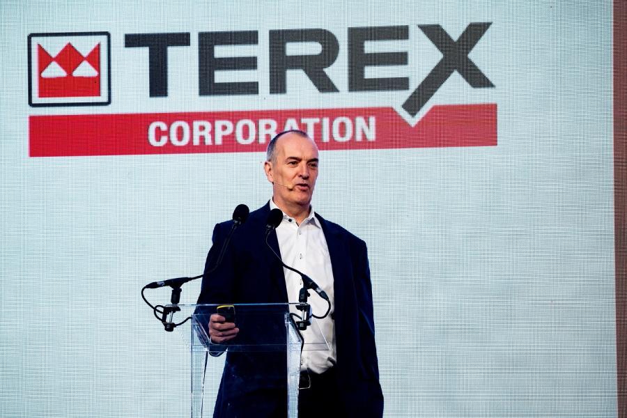 Kieran Hegarty, president Terex MP, at the recent opening of the new Terex Campsie facility in Northern Ireland.