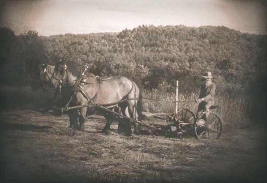 Romaine Tenney haying his field in 1962.
(Tenney Faily and the Weathersfield Historical Society photo)