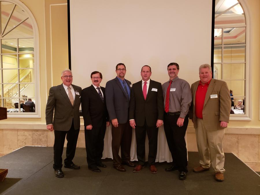 Newly-inducted IED officers for 2020 are (L-R) Tom Stern, executive secretary; Bob Jones, second-year director; Jason Zeibert, vice president; Kevin Ridens, first-year director; Joe Stack, president; and Joe McKeon, associate director. Not pictured: Adam Salinas, treasurer.