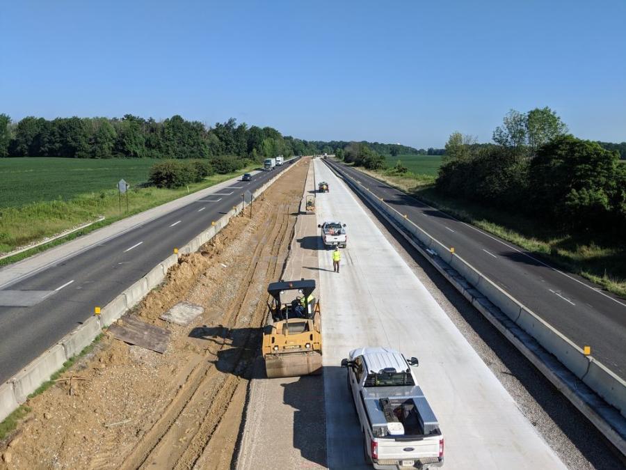Two of the four sections of the 14-mi. project are complete (8.2 mi. total). A 3.6-mi. section still has one remaining phase.
(E&B Paving Inc. photo)