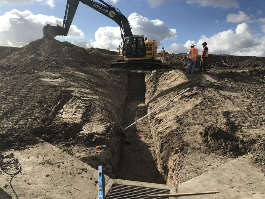 Nearly 26,000 linear ft. of storm water pipe are being installed for the project. Here, a section of the site is being prepared.