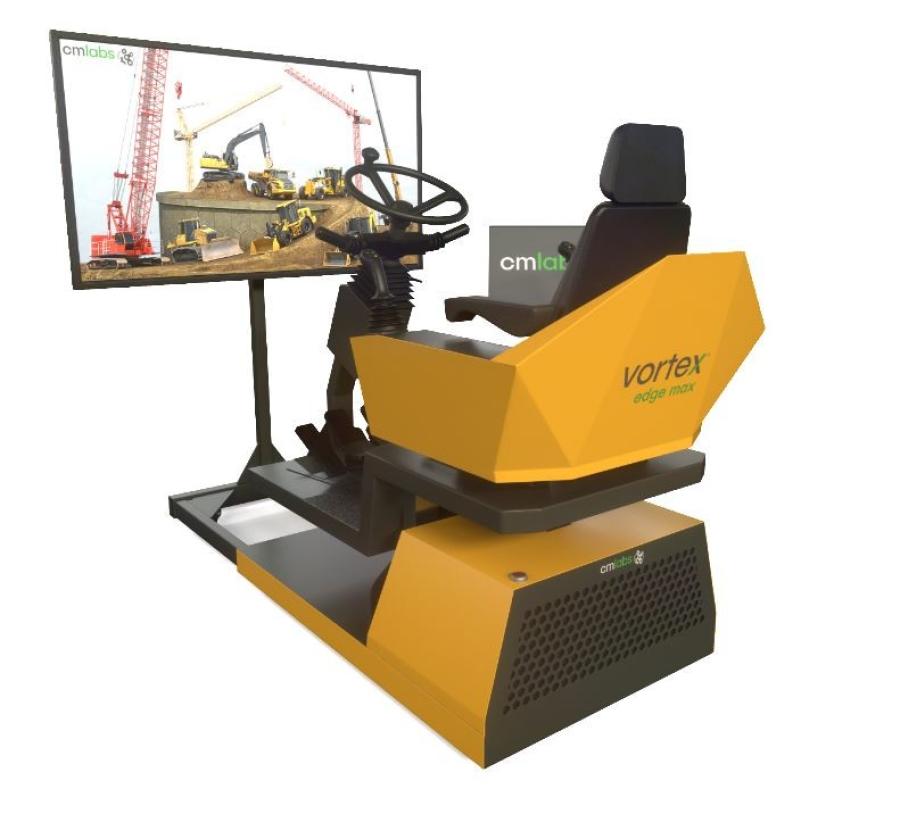 The Vortex Edge Max replicates the motion and feel of real construction equipment, and comes embedded with CM Labs’ Smart Training Technology.