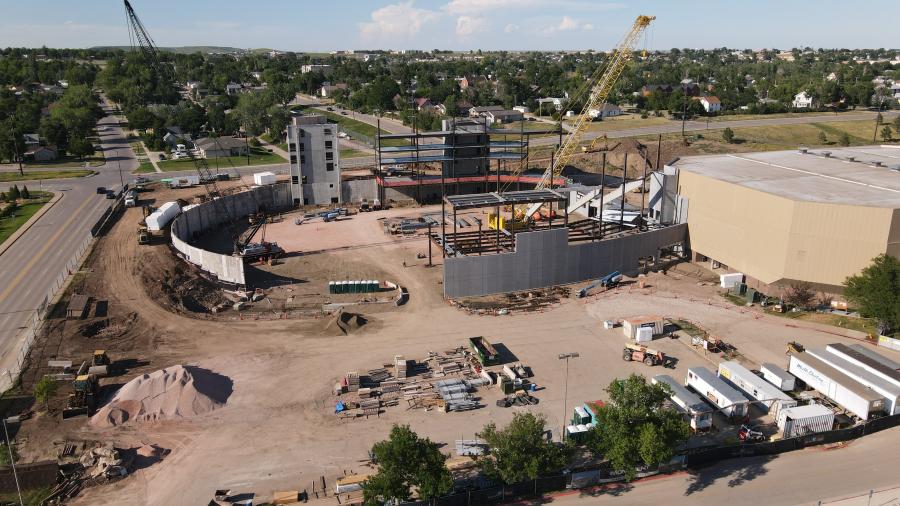 Construction on the new $130 million events venue/arena for the Rushmore Plaza Civic Center in Rapid City, S.D., began last November when crews from Mortenson Construction and its local partner, Scull Construction Services Inc., started work on the 225,960-sq.-ft. facility.
(Mortenson Construction photo)