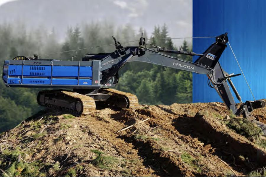 Practical and versatile, the Falcon Winch Assist system can be fitted to all major excavator brands over 30 tons in weight. The single drum machine with an 11/8-in. swaged rope provides continuous traction support for felling and shoveling machines on steep slopes.