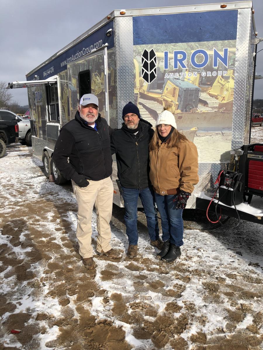 (L-R): Matt McGaffee of Iron Auction Group, welcomes Carl and Beth Tucker of Miller Pipeline in Indianapolis, Ind.