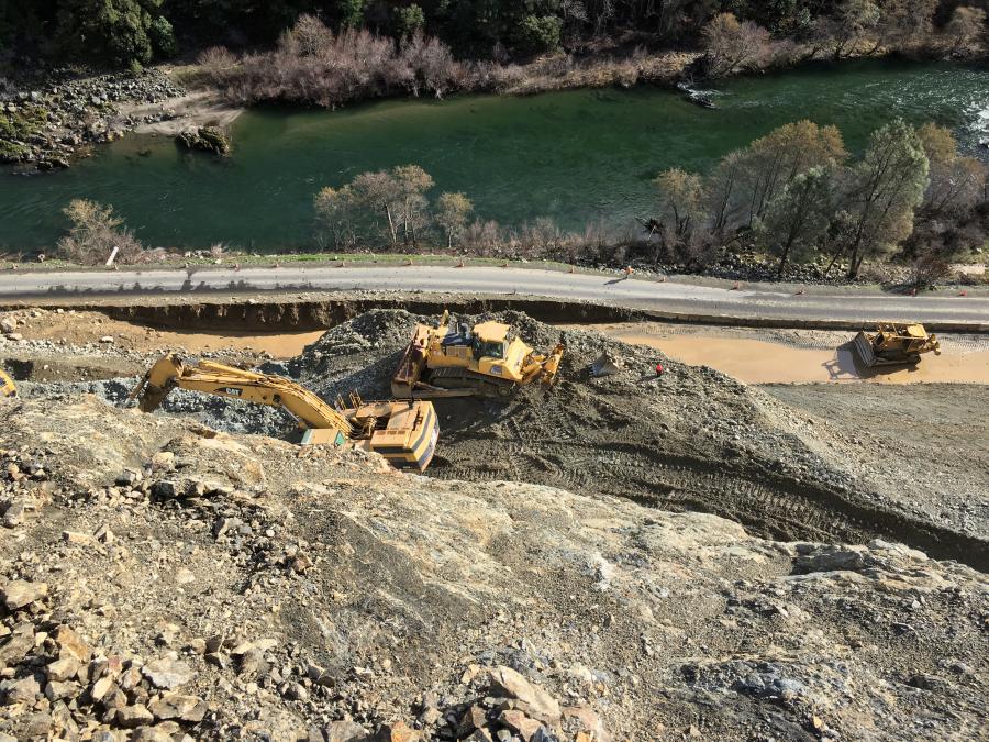 Crews from Stimpel-Wiebelhaus Associates were tasked with correcting a landslide that brought down a massive amount of rock and earth and revealed a fractured and fragile mountainside in northwestern California.