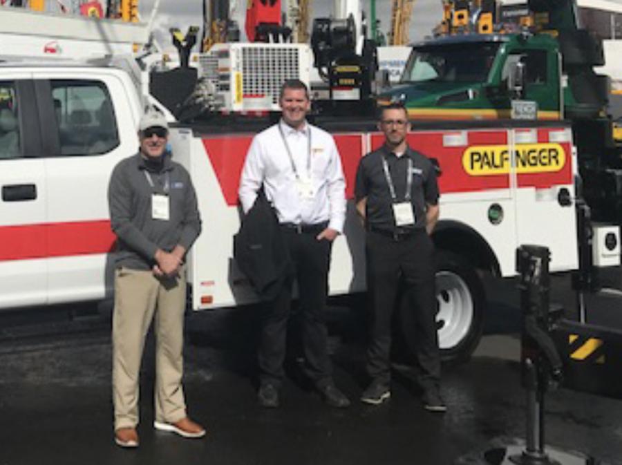 (L-R) are Bruce Harrod, Aspen Equipment sales manager; David Phillips; and Todd Foster, president of Aspen Equipment at ConExpo 2020.