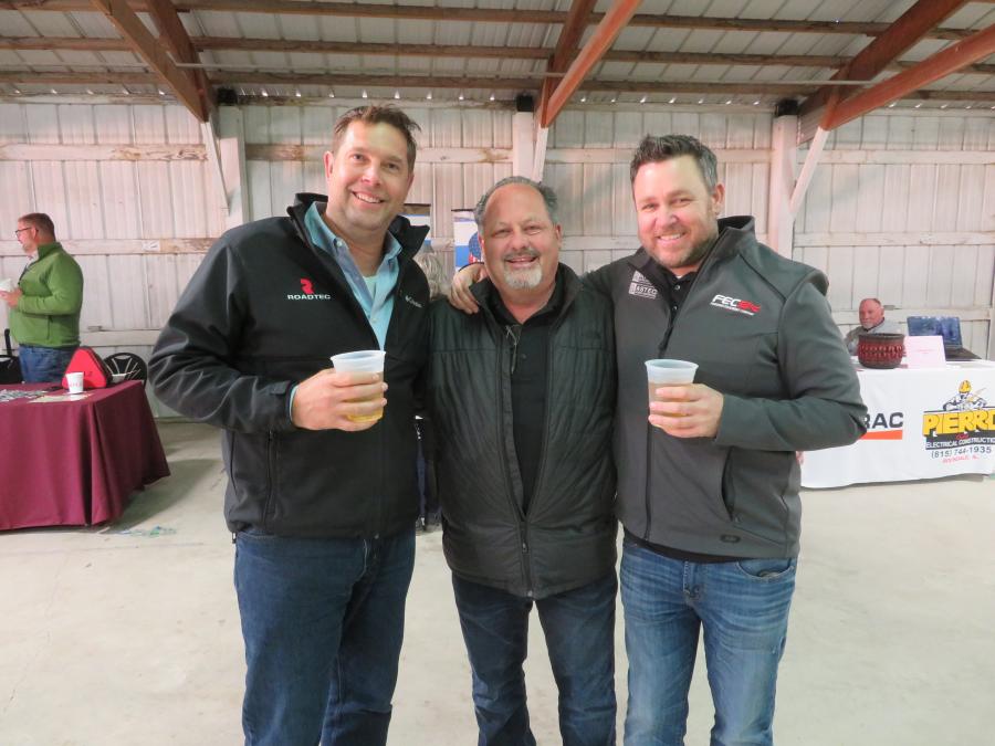 (L-R): Jason Zeibert, president of Finkbiner Equipment Co.; Kenny Sandeno, president of “D” Construction Inc.; and Stephen Buskey, product support account manager, crushing and screening of Finkbiner Equipment Co. 
