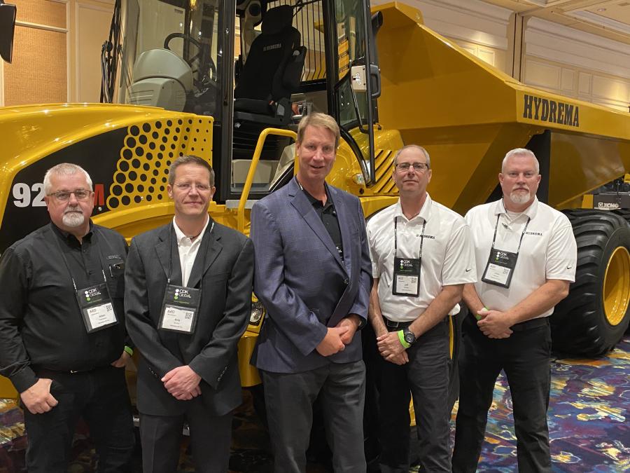 Imported from Denmark, Hydrema has a reputation for providing excellent support for its growing network of North American distributors.  (L-R) are Alan Patterson, Kris Binder, Barry Ferell, Jeff Platzke and John Millsaps.
