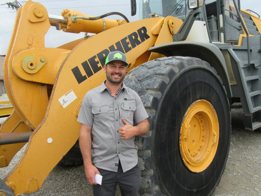 Re-Source Mulch’s Micah Hollinger was pleased to have landed the winning bid on this Liebherr L 586 2Plus2 wheel loader.
