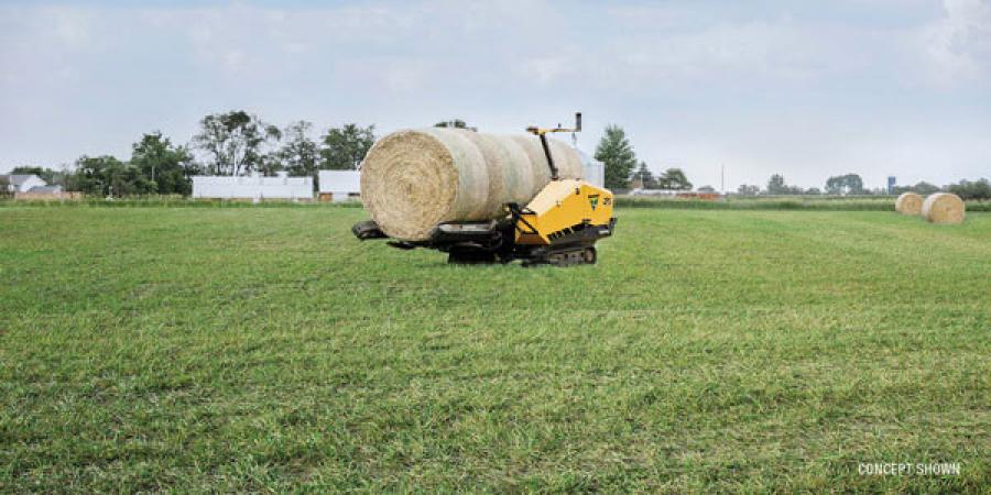 The bale mover concept, nicknamed “Bale Hawk” will travel around the field autonomously via onboard sensors to locate bales, pick them up and move them to a predetermined location.