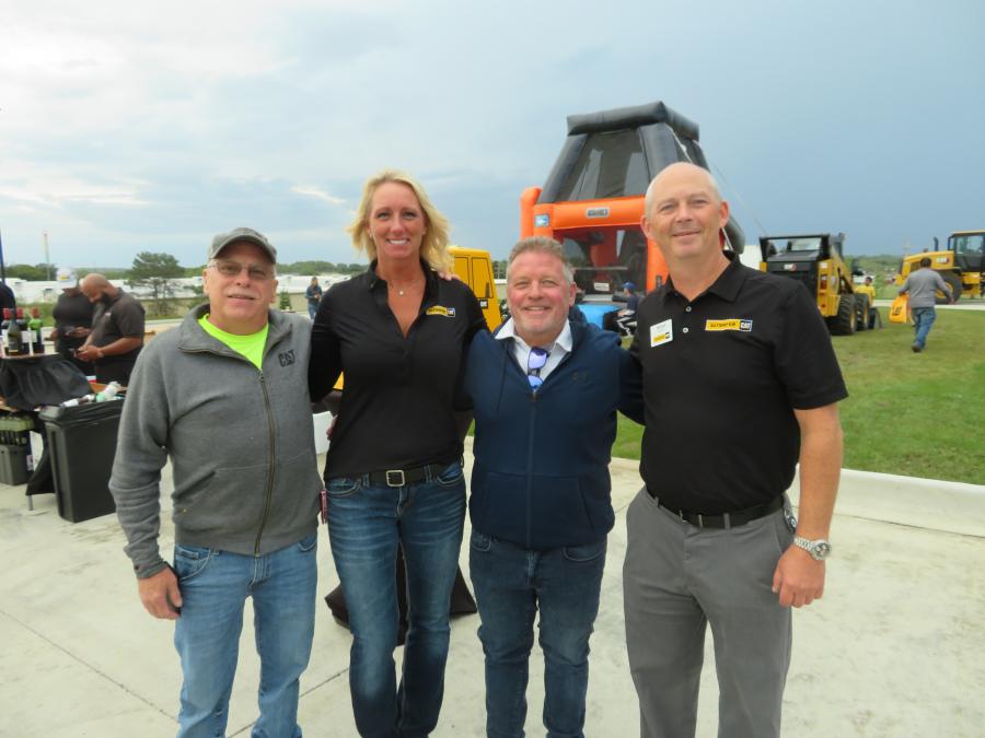 Enjoying the open house at Altorfer Cat’s new East Dundee facility (L-R) are Bill Carlson and Danie Kendall of Altorfer; Vito Martel of Builders Asphalt; and Brain Serio, sales manager of Altorfer Cat.
 