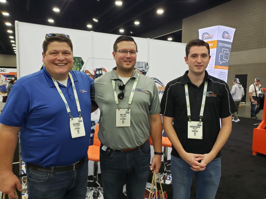 (L-R): Wes Arnold and Mike Ford, both of 1st Choice Equipment, and Brenden Garlick of Summit Supply, Asbury, N.J.