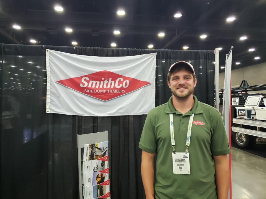 Ready to talk about the features and benefits of SmithCo side dump trailers is Gerred Zeising.